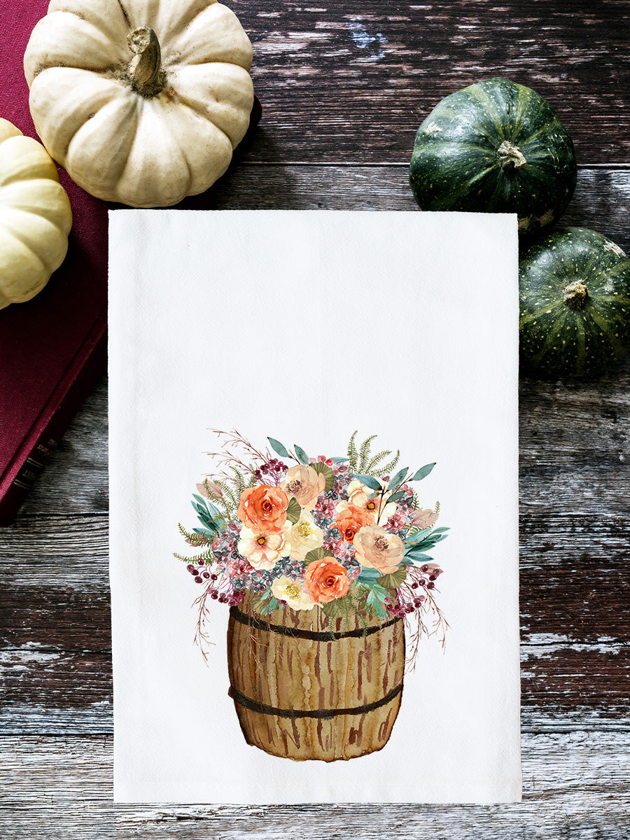 Floral Fall Barrel Kitchen Towel