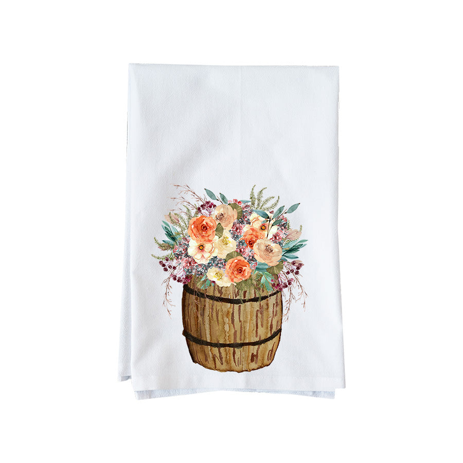 Floral Fall Barrel Kitchen Towel