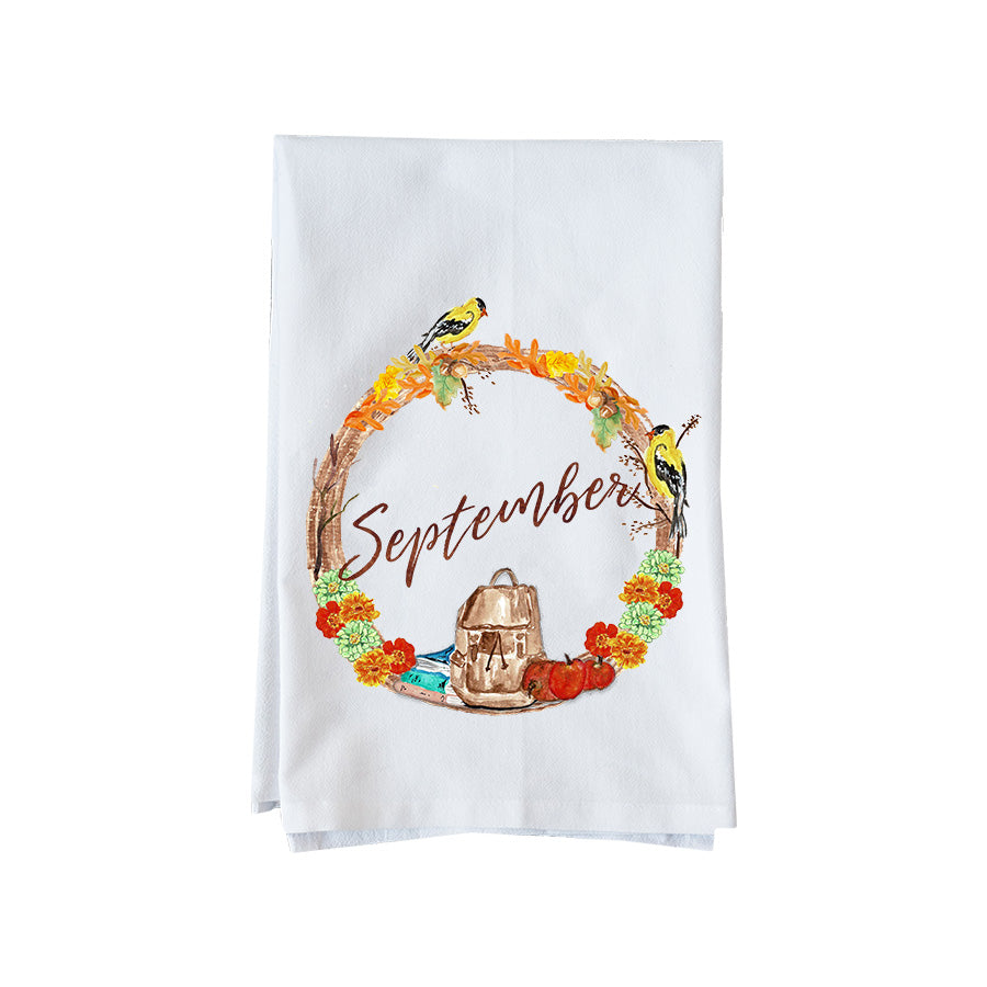September Wreath with Options Kitchen Towel