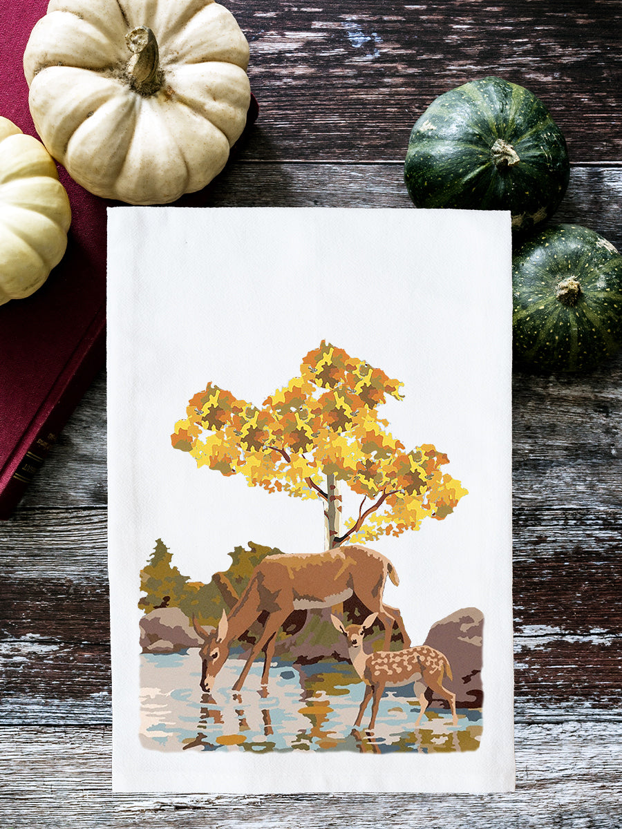 Paint By Number Deer and Fawn Kitchen Towel