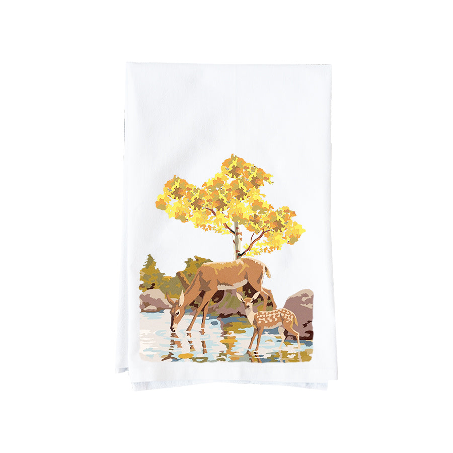 Paint By Number Deer and Fawn Kitchen Towel
