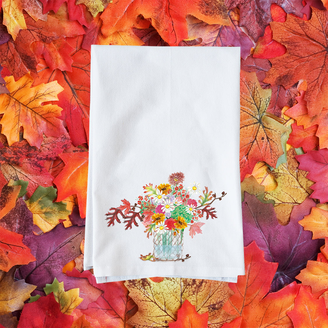 Fall Floral Arrangement Kitchen Towel