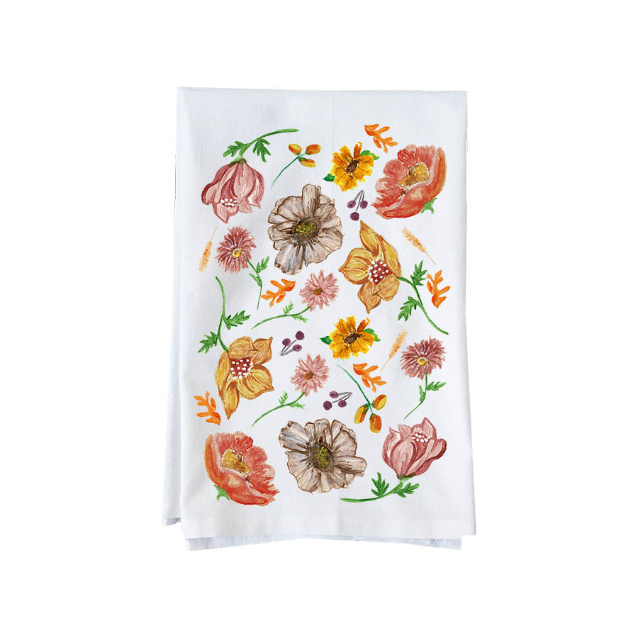 Fall Floral Collage Kitchen Towel