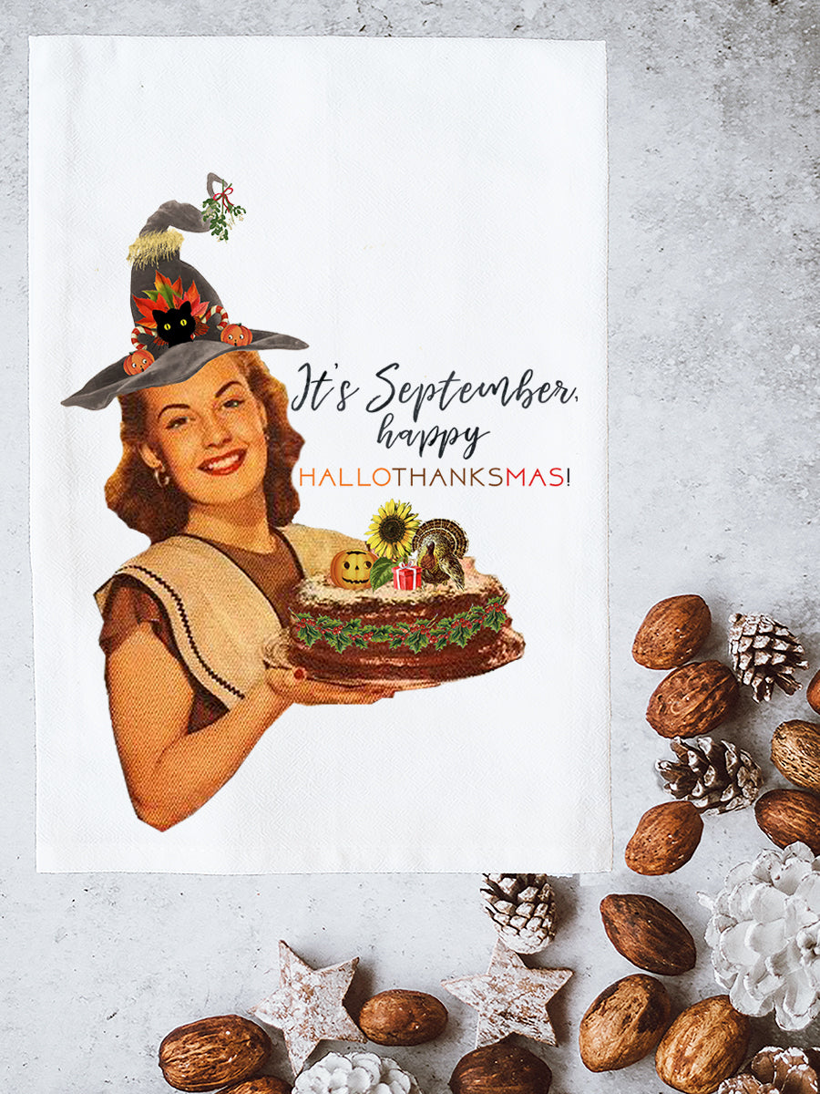 It's September, Happy HALLOTHANKSMAS! Kitchen Towel