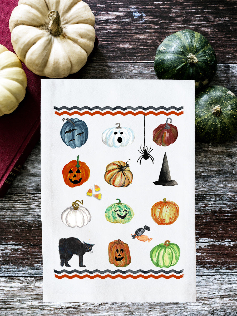 Jack-O-Lantern Collage Kitchen Towel