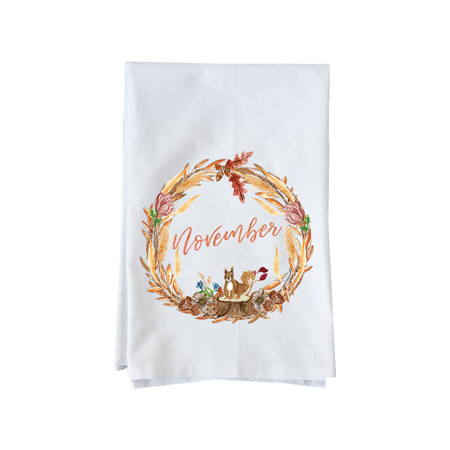 November Wreath with Options Kitchen Towel