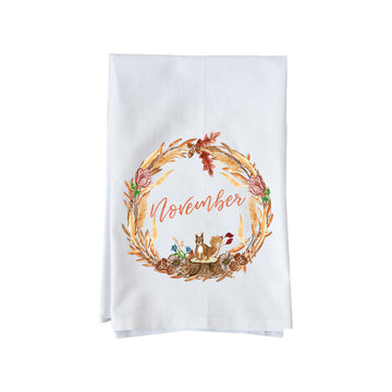November Wreath with Options Kitchen Towel