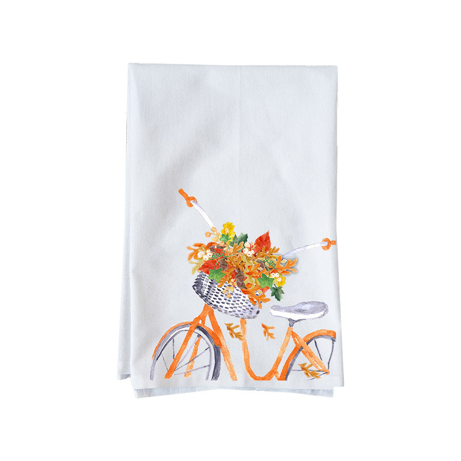 Fall Bike With Basket Kitchen Towel