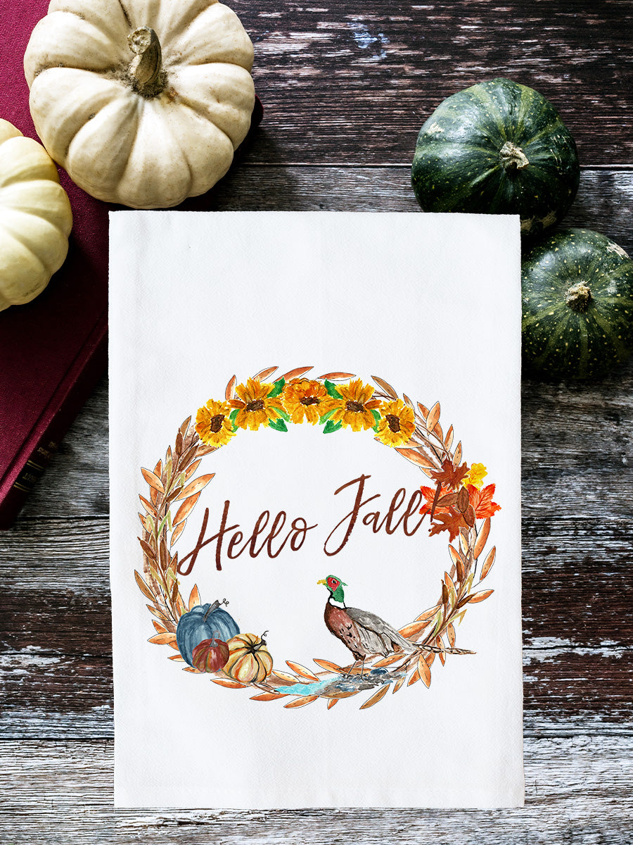 October Wreath with Options Kitchen Towel
