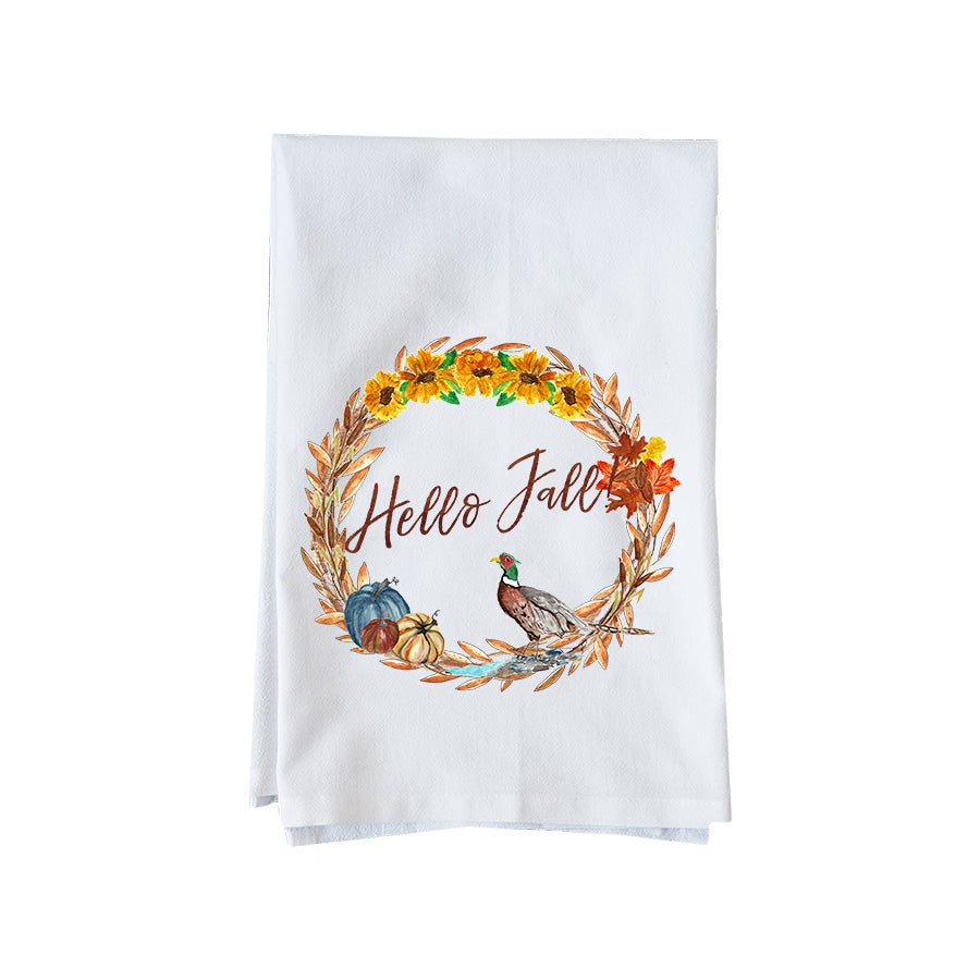 October Wreath with Options Kitchen Towel