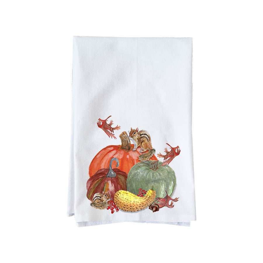 Pumpkins and Chipmunks Kitchen Towel