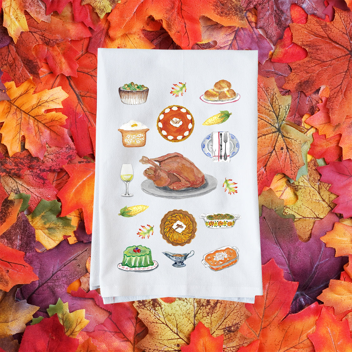 Thanksgiving collage Kitchen Towel