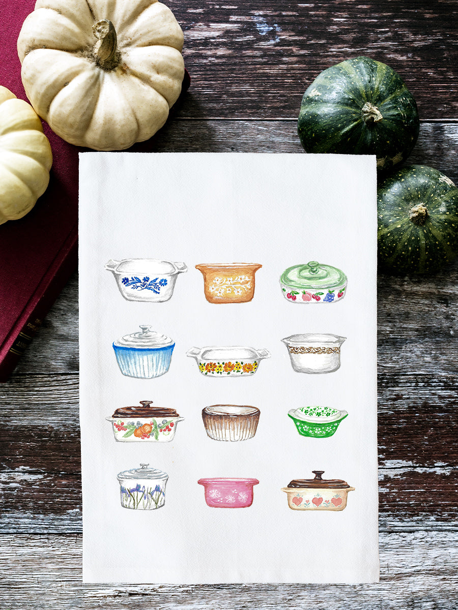 Vintage Casserole Collage Kitchen Towel