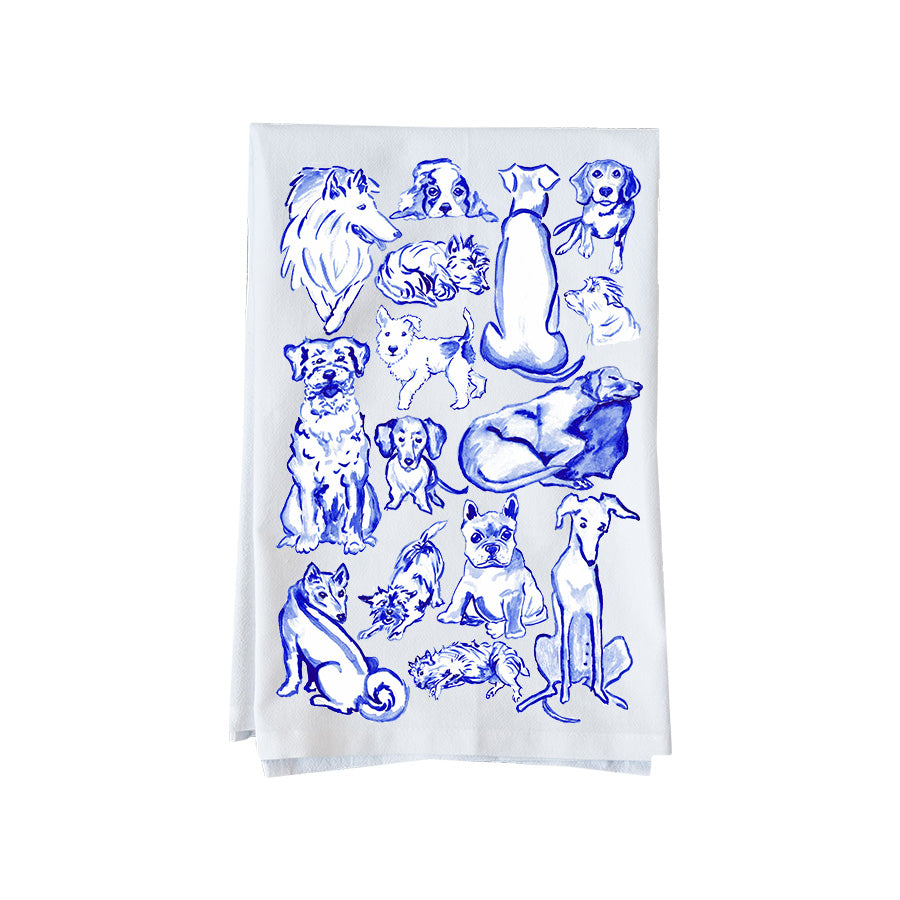 Blue Dog Collage Kitchen Towel