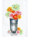 Bucket of Zinnias Kitchen Towel