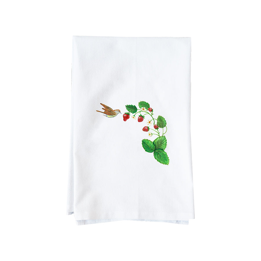 Bird and Strawberry Vine Kitchen Towel