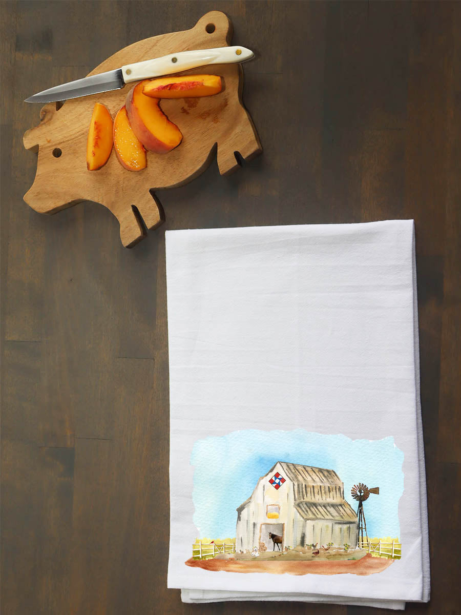 Cream Barn with Animals Kitchen Towel