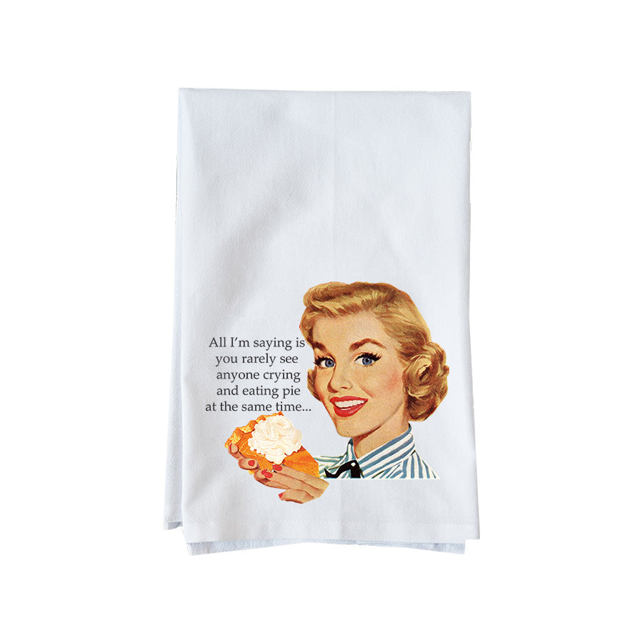 Crying and Eating Pie Kitchen Towel