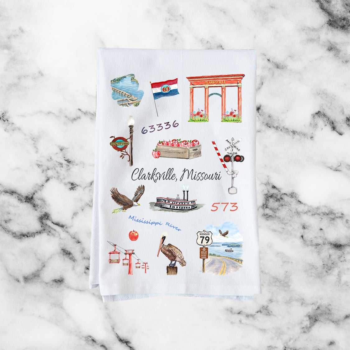 Clarksville Missouri Collage Kitchen Towel