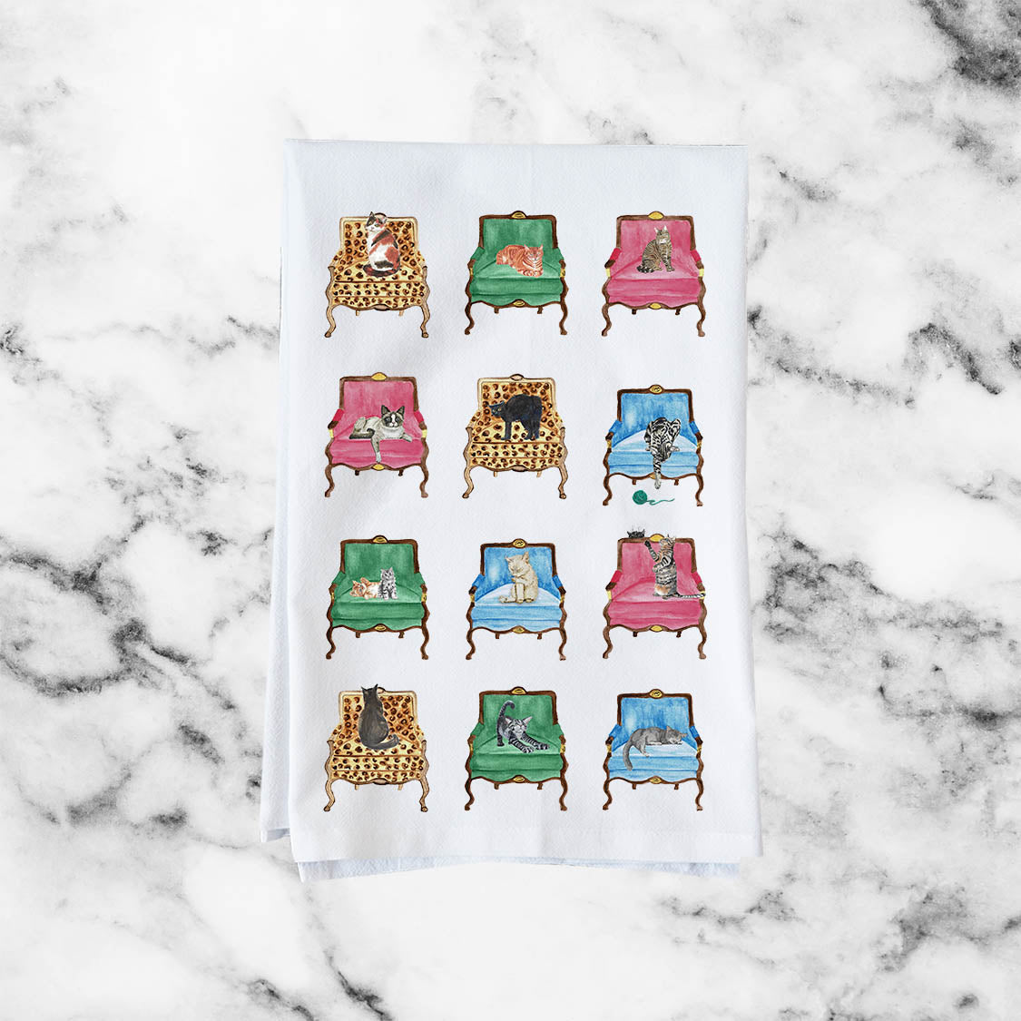 Cats On Chairs Kitchen Towel