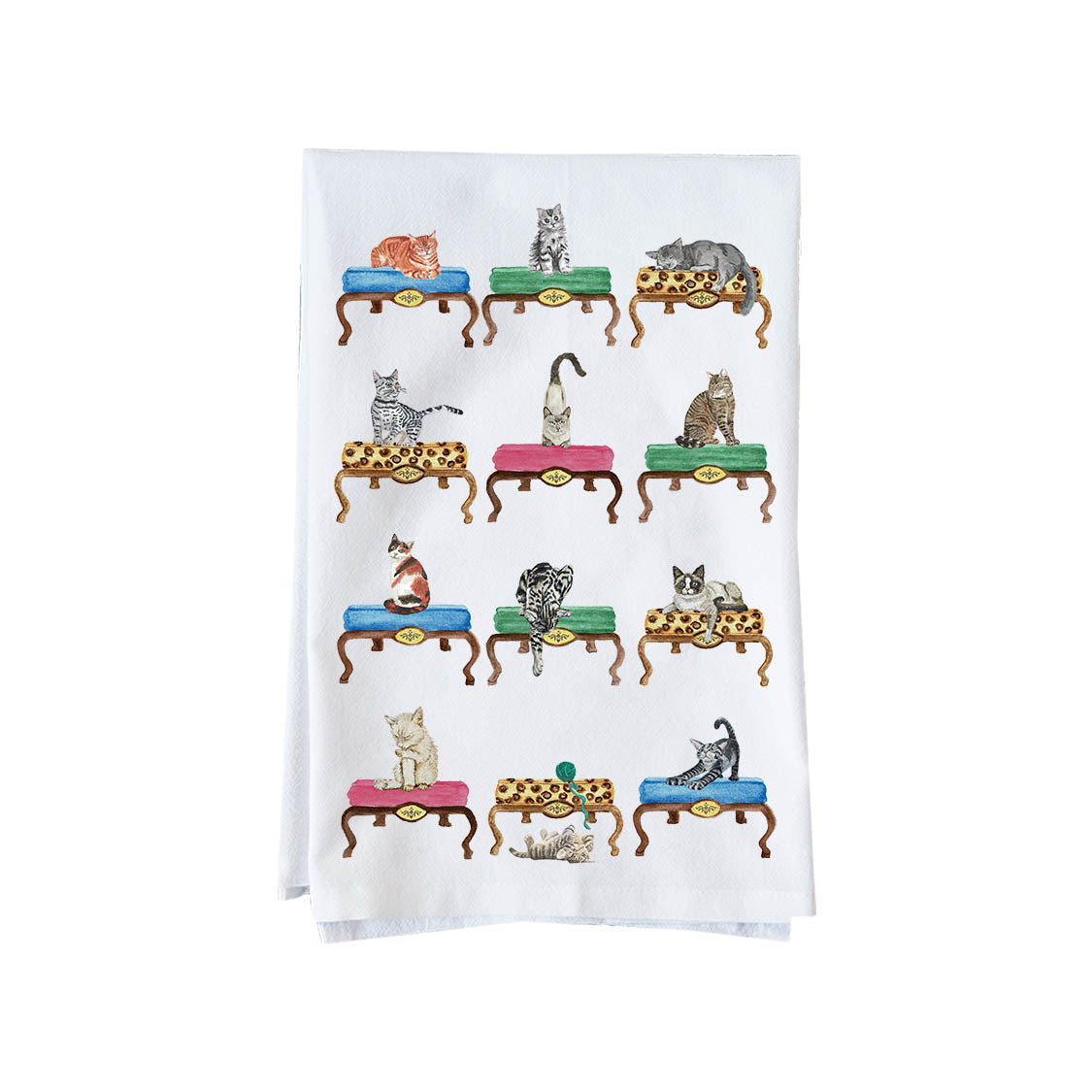 Cats On Ottomans Kitchen Towel