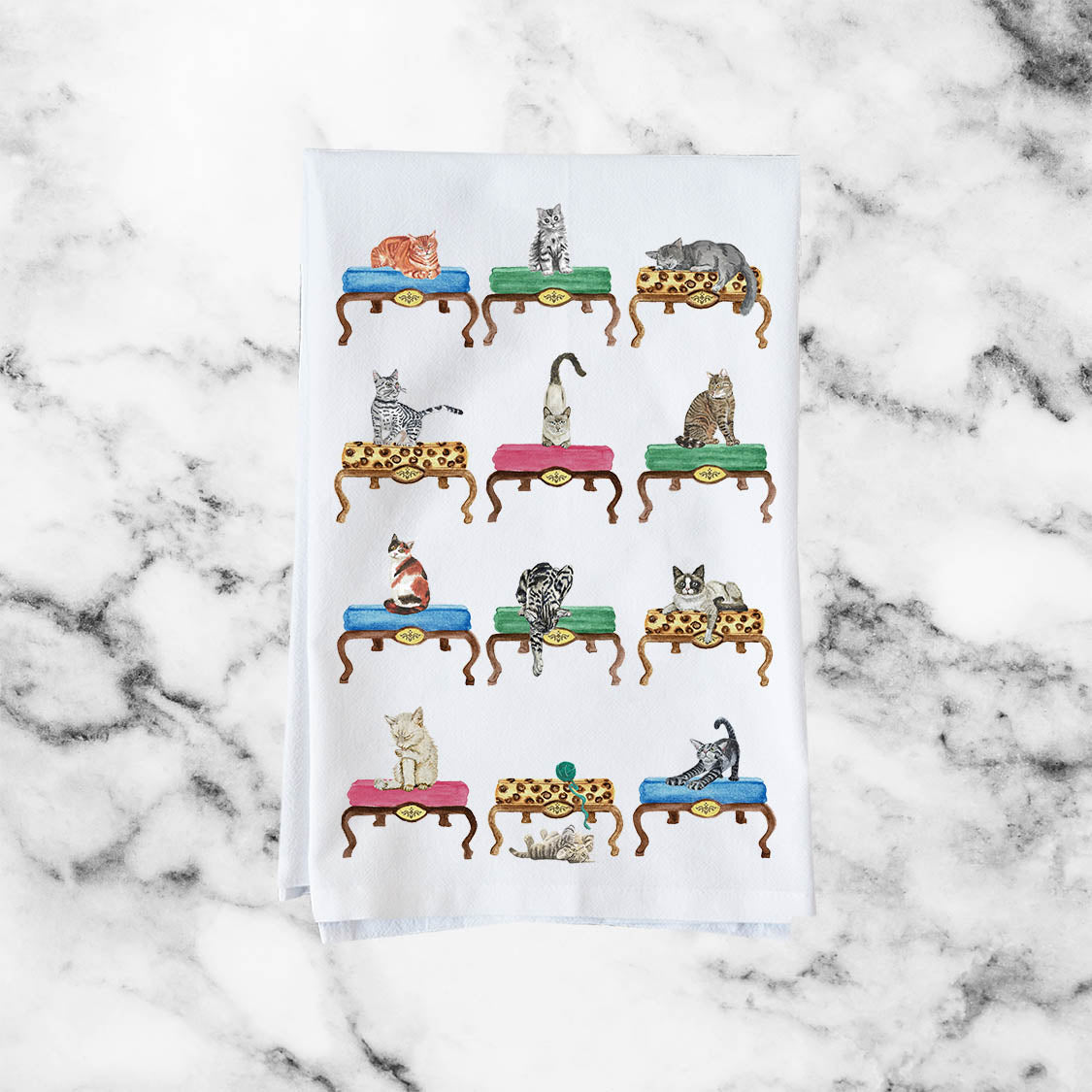 Cats On Ottomans Kitchen Towel