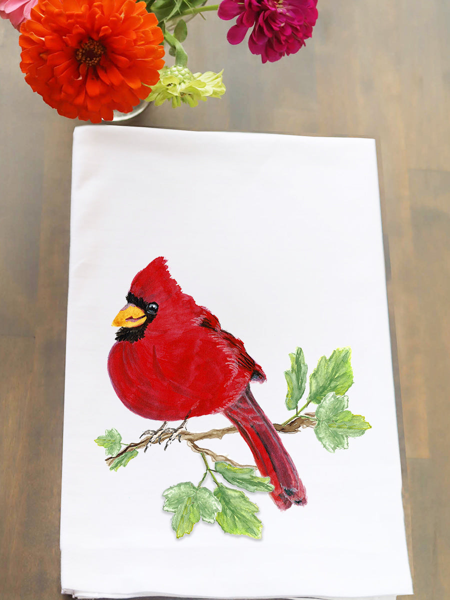 Cardinal On A Branch Kitchen Towel
