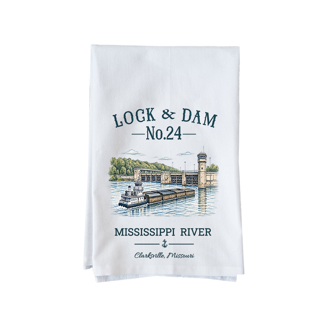 Lock and Dam No.24 Kitchen Towel