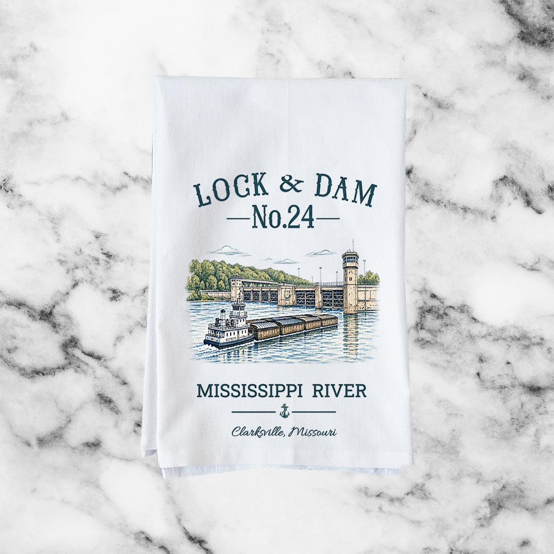 Lock and Dam No.24 Kitchen Towel