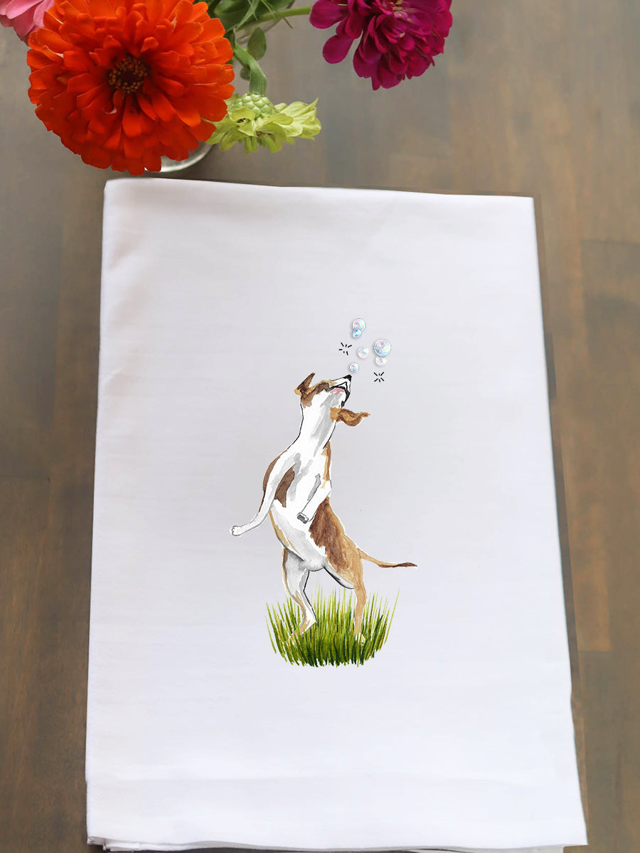 Dog Leaping at Bubbles Kitchen Towel Gift Set