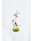 Dog Leaping at Butterflies Kitchen Towel