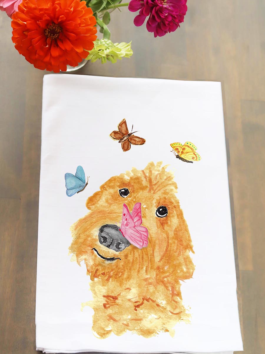 Doodle with Butterflies Kitchen Towel