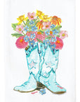 Blue Boot Floral Arrangement Kitchen Towel