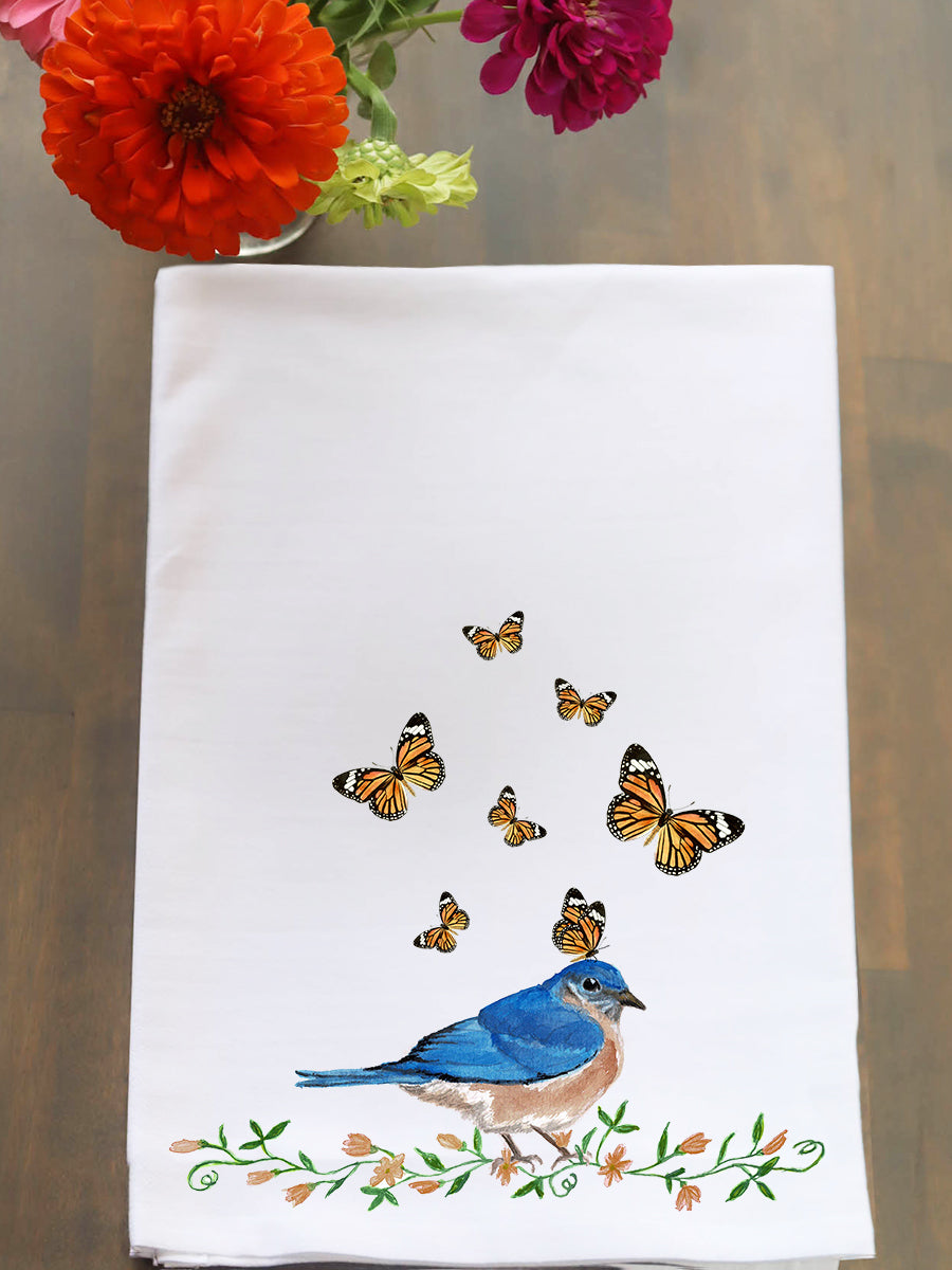 Bluebird With Butterfly Kitchen Towel