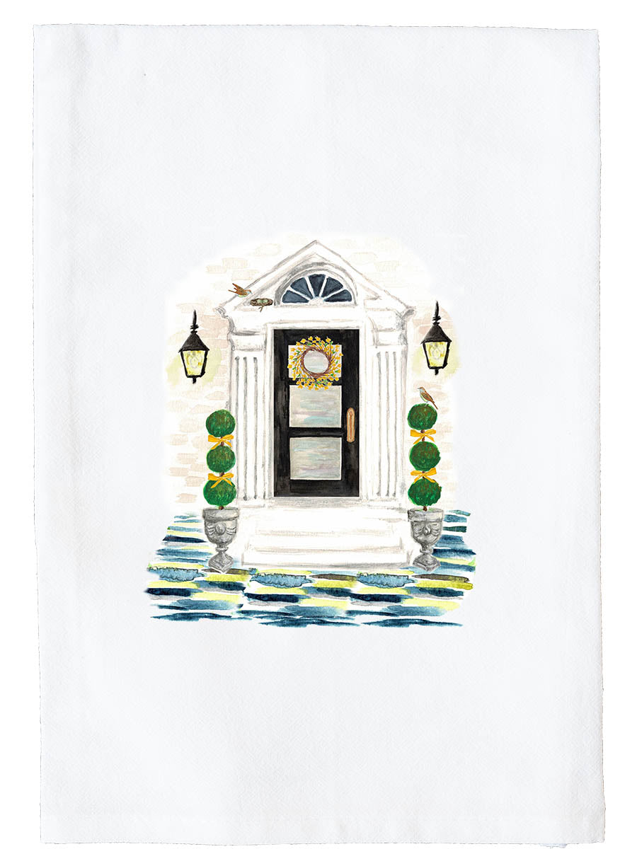 Front Door Facade Spring Kitchen Towel