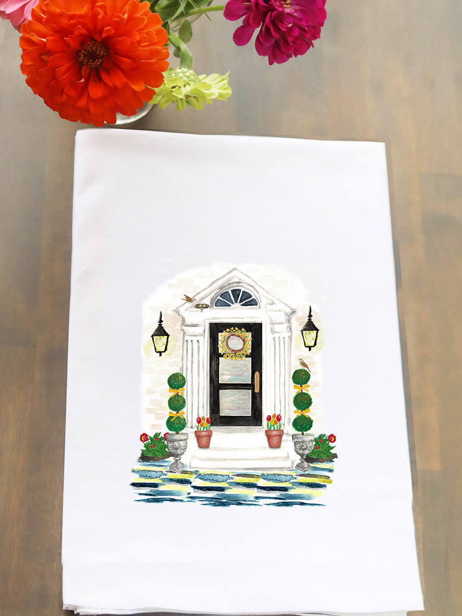 Front Door Facade Spring Kitchen Towel