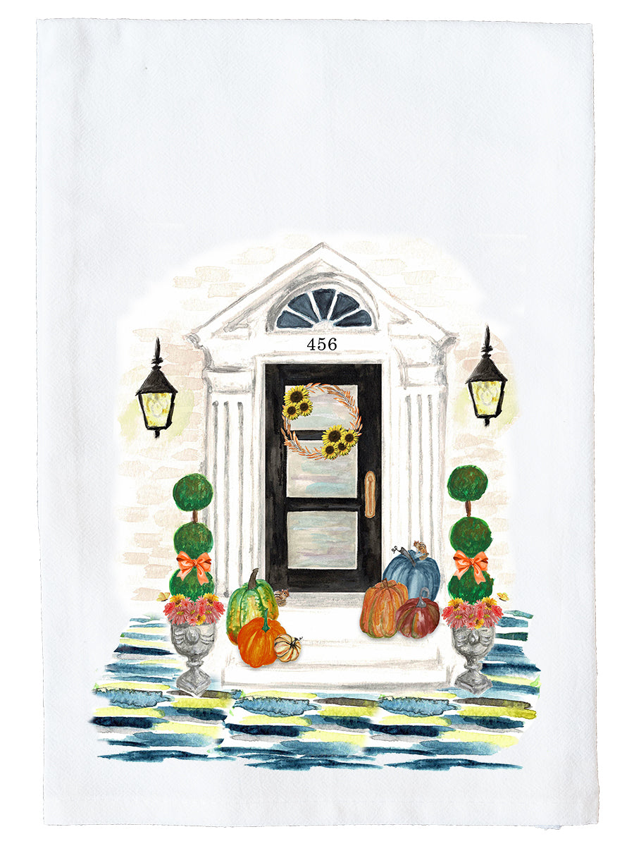 Fall House Facade Personalize Option Kitchen Towel