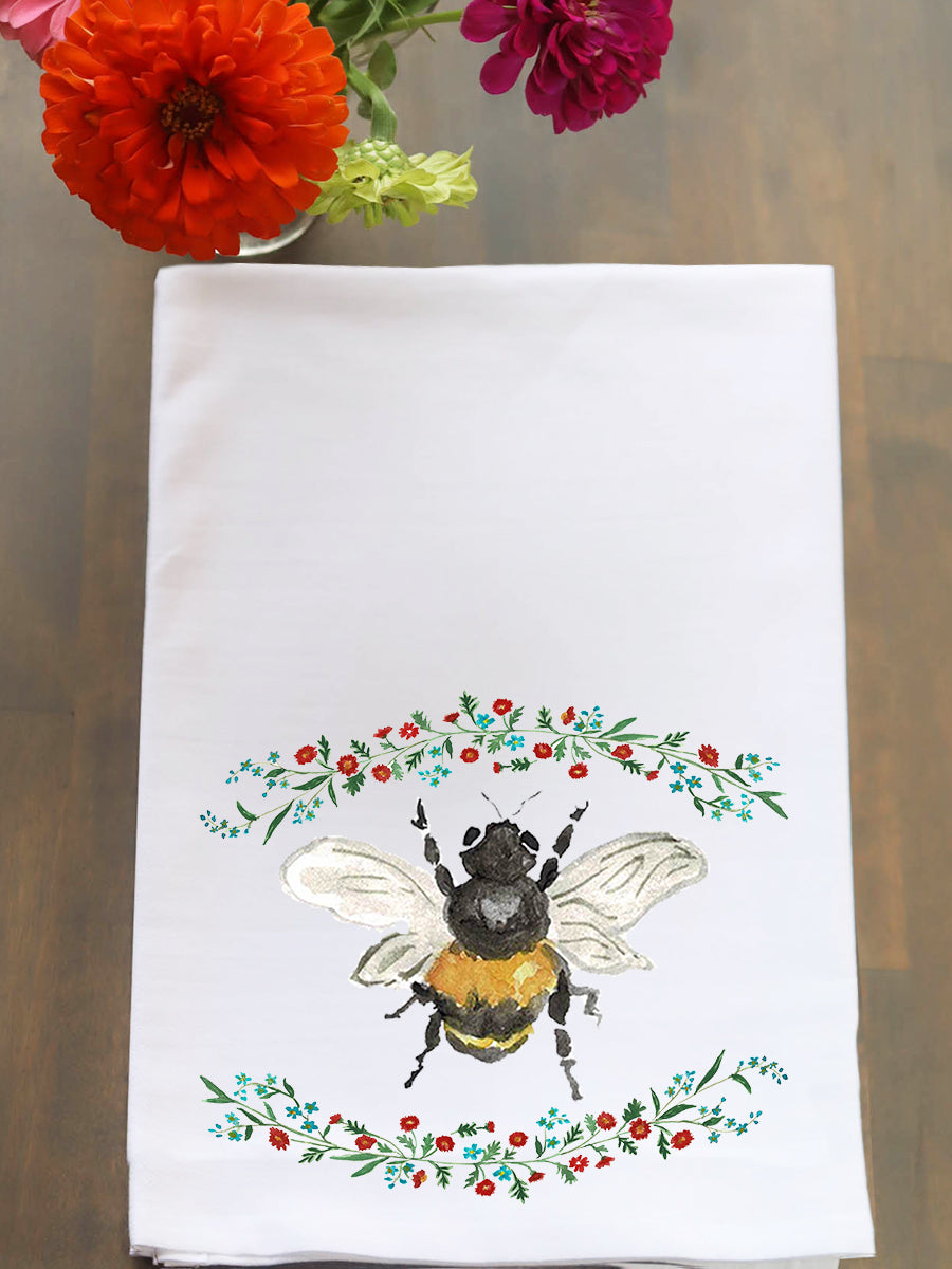 Bee and Flowers Kitchen Towel
