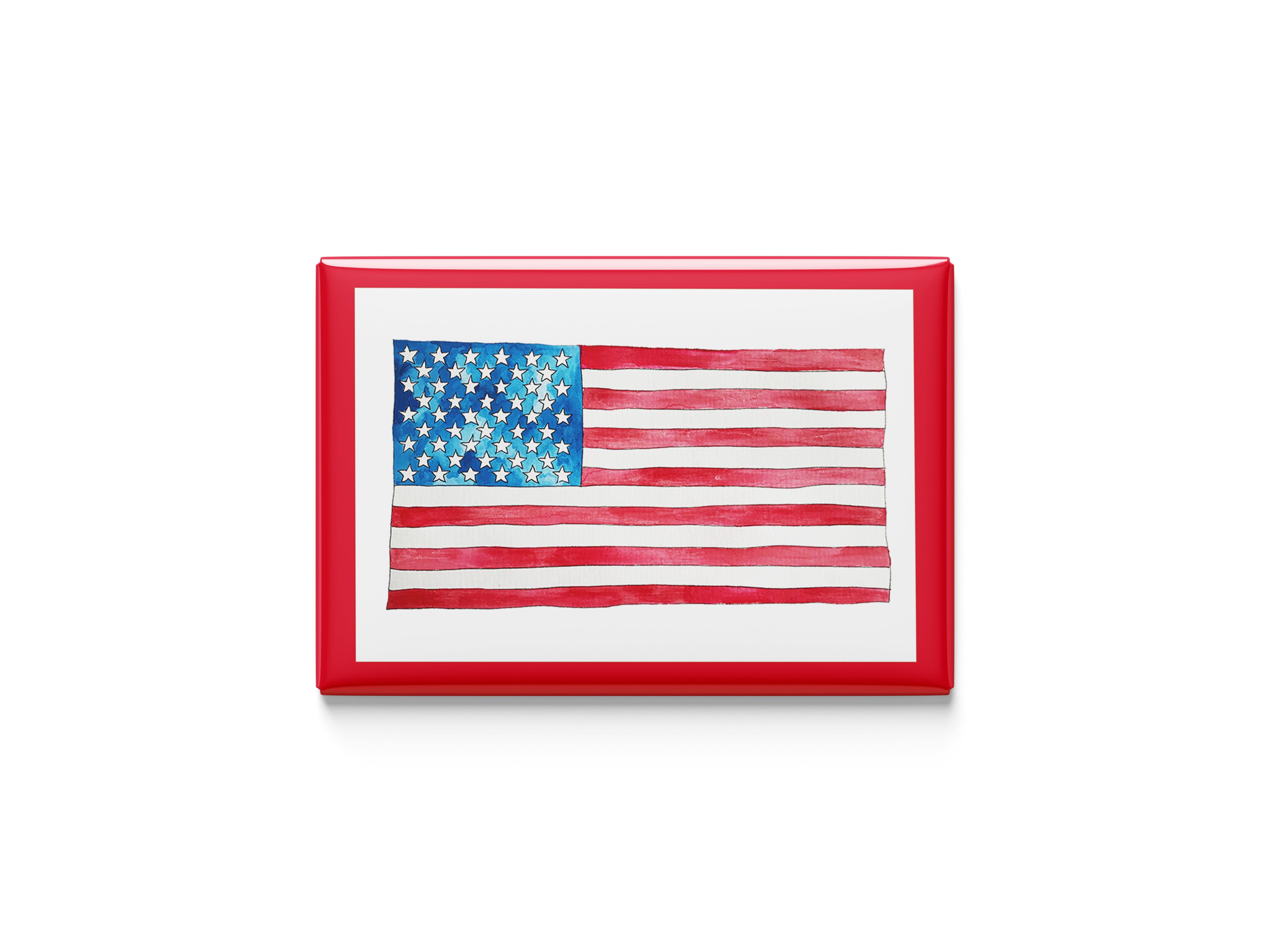 Watercolor American flag Kitchen Magnet