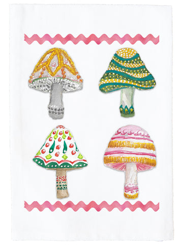 Fancy Mushrooms with Ric-Rac Kitchen Towel