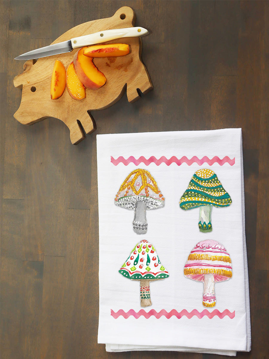 Fancy Mushrooms with Ric-Rac Kitchen Towel
