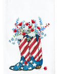 Patriotic Boots Floral Arrangement Kitchen Towel