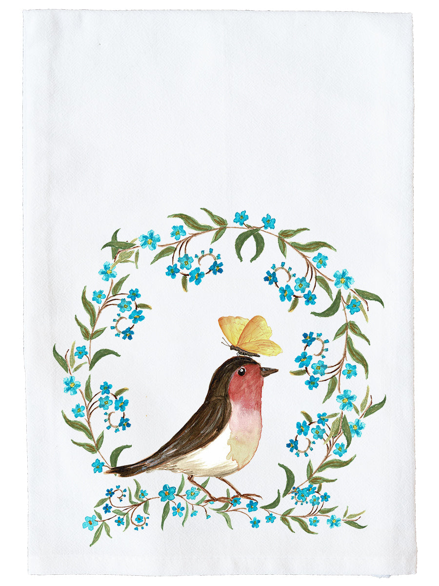Robin With Butterfly Kitchen Towel
