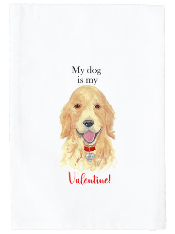 Golden Dog is My Valentine Kitchen Towel