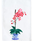 Ginger Jar With Coral Orchid Kitchen Towel
