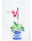Ginger Jar with Pink Orchid Kitchen Towel