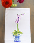 Ginger Jar With Purple Orchid Kitchen Towel