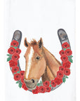 Horse Horseshoe Roses Derby Kitchen Towel