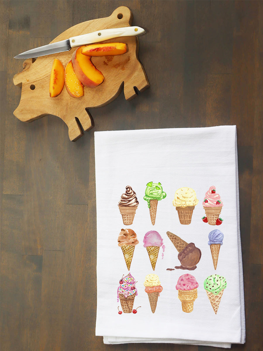 Scoops Of Ice Cream Cones Summer Kitchen Towel