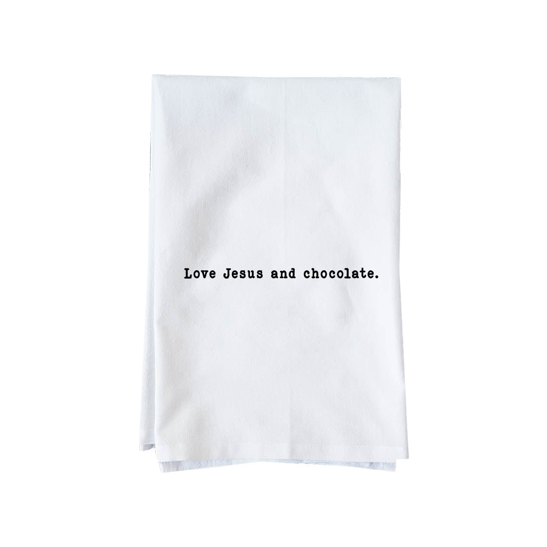 Love Jesus and chocolate Kitchen Towel